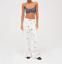 Lil Lemons By For Love And Lemons - Daisy Eyelet Baggy Jeans