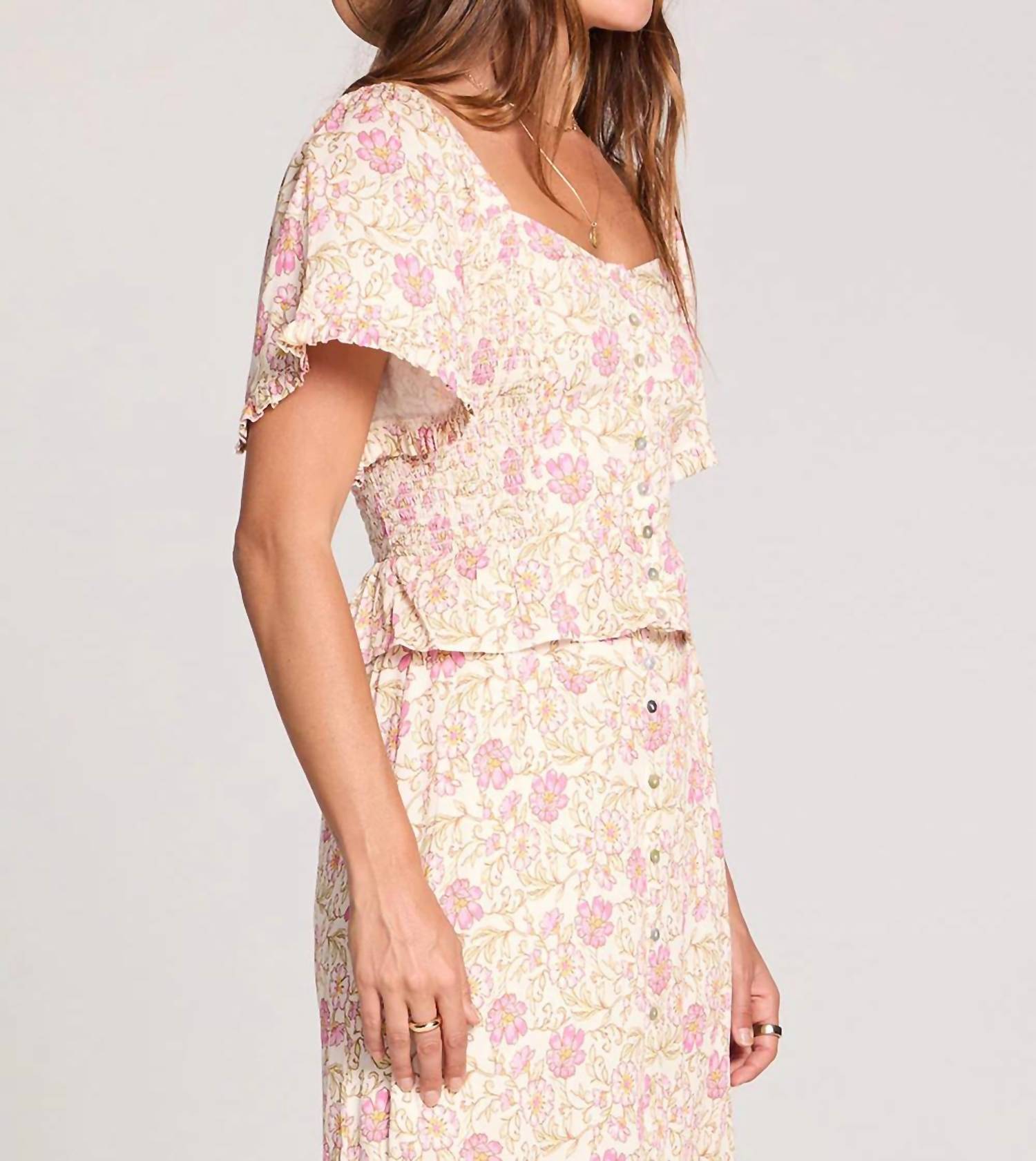 Saltwater Luxe - Floral Crop Button Top