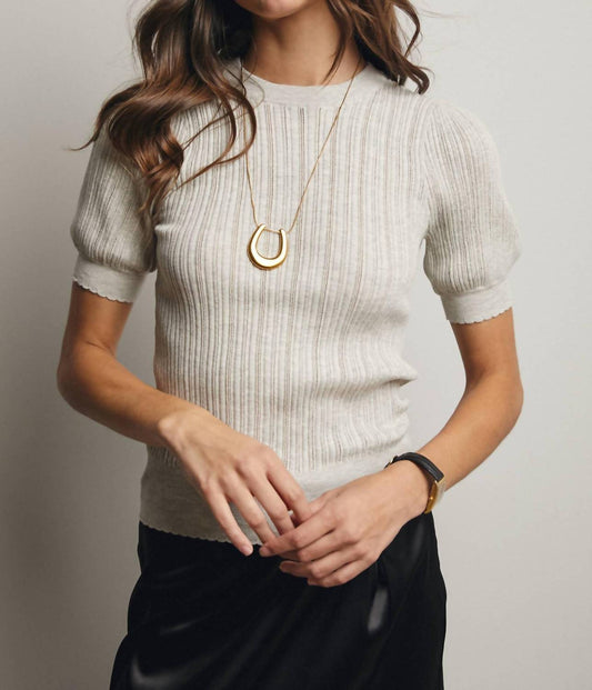 Forte - Textured Knit Puff Sleeve Top