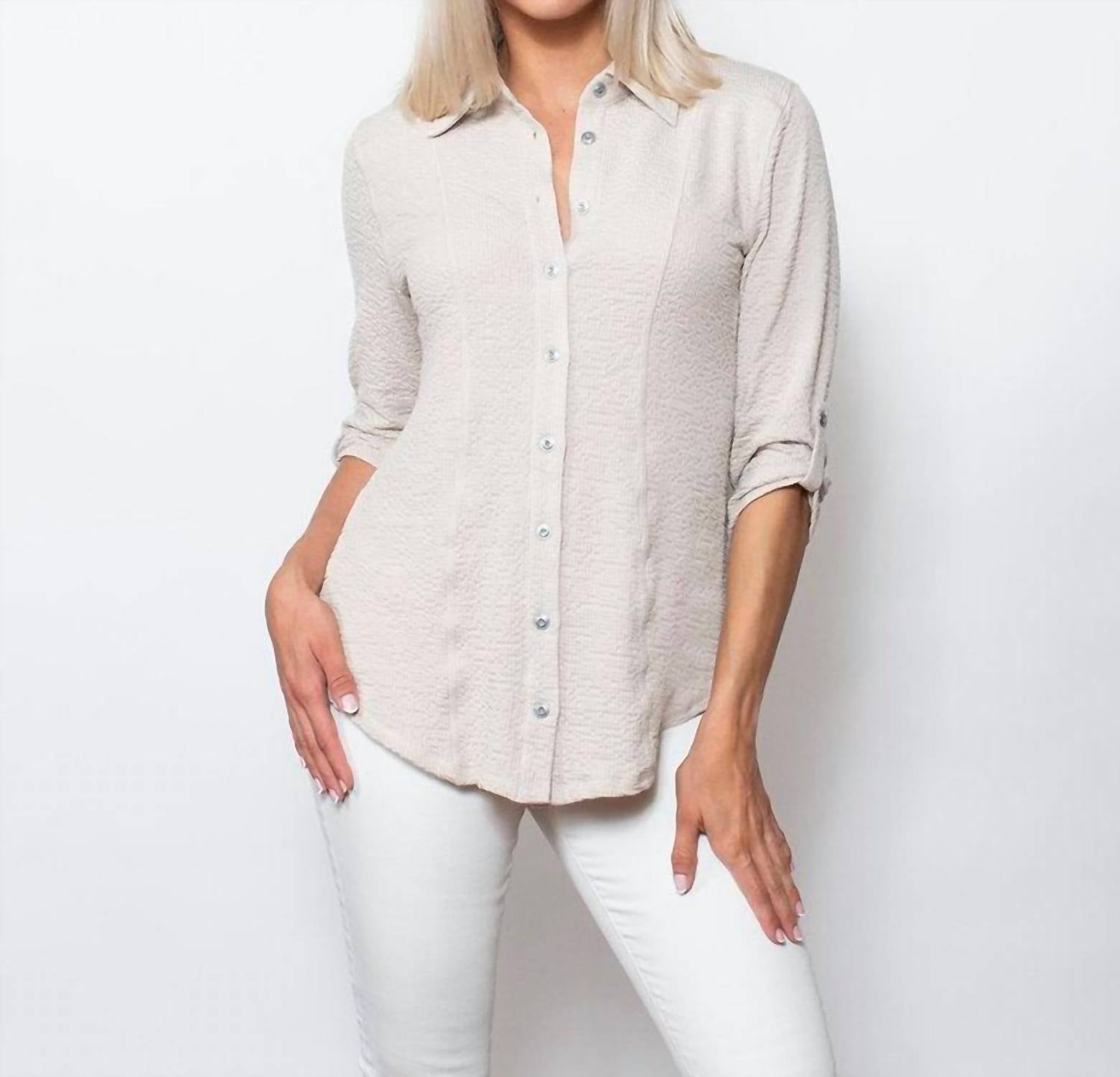 Sno Skins - Seersucker Knit Matching Thread Button Shirt