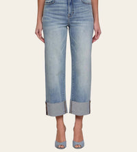 Hidden - Denim High Rise Cropped Cuffed Jeans