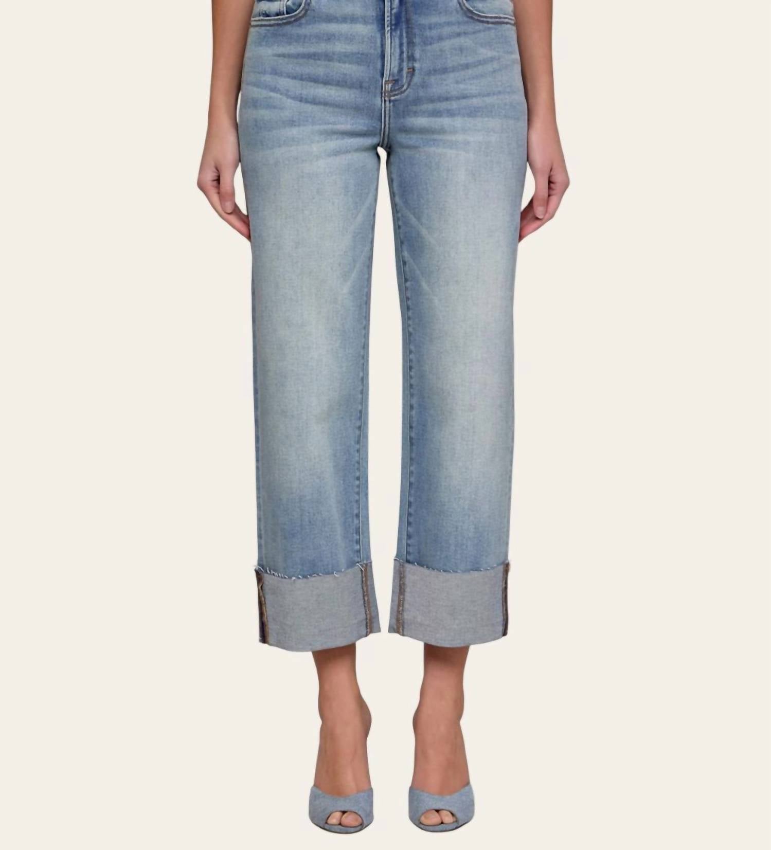 Hidden - Denim High Rise Cropped Cuffed Jeans