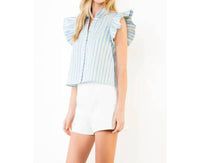 Thml - Flutter Sleeve Striped Button Top
