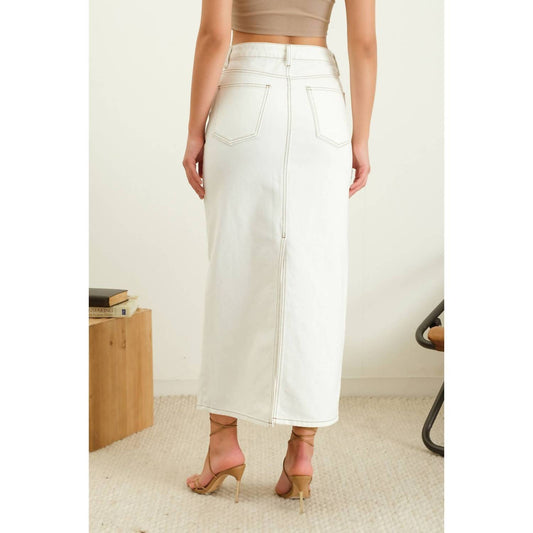The Workshop - Back Slit Denim Midi Skirt