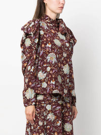 Brea Silk Long Sleeve Tie Bow Top Blouse Multi