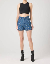 BLANKNYC Reeve High Rise Studded Short in silver dreams - women's shorts - view 4