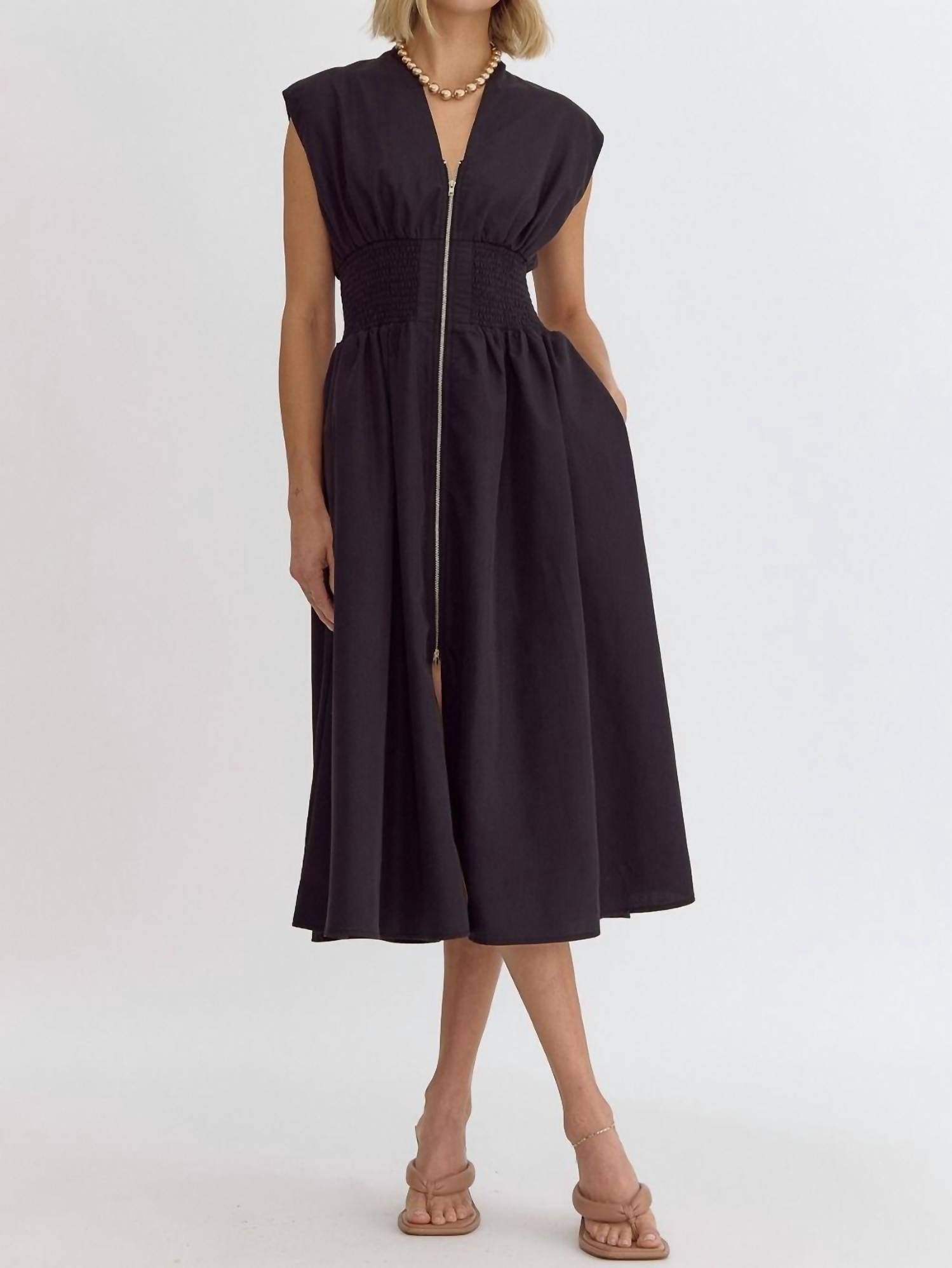 entro Audrey Midi Dress in black - women's dress