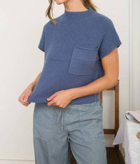Blu Pepper - MOCK NECK POCKET DETAIL SHORT SLEEVE KNIT SWEATER