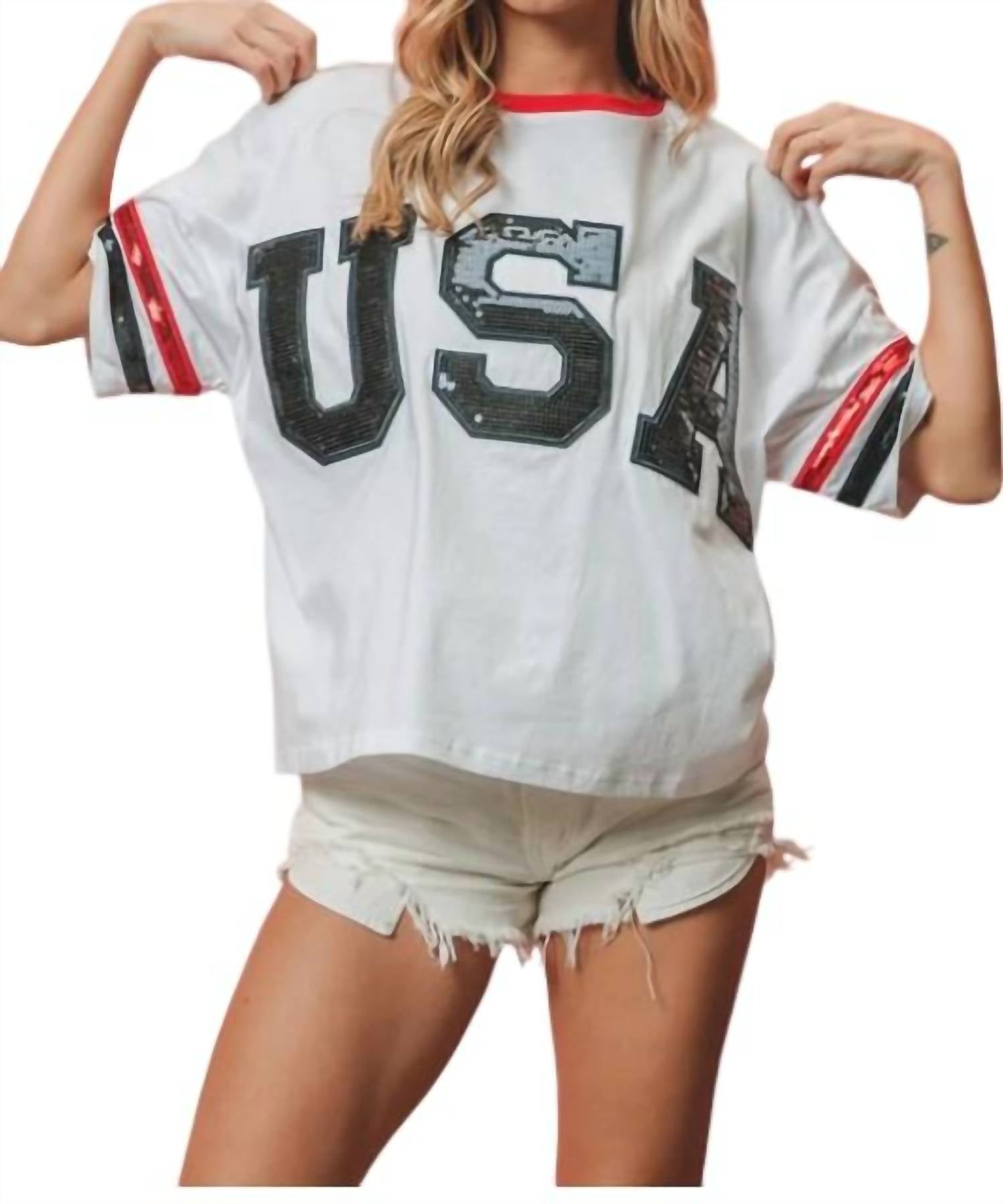 Bibi - USA Striped Sequin Top