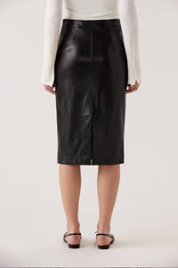 Rue Sophie Women's Bridget Faux Leather Skirt in black - women's skirt - detail view