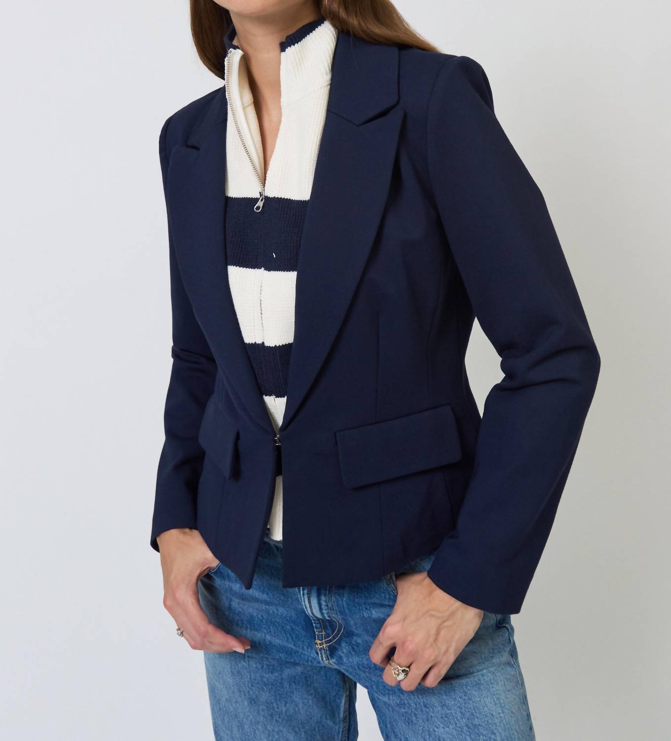 Central Park West - Chelsea Rugby Stripe Sweater Dickey Jacket