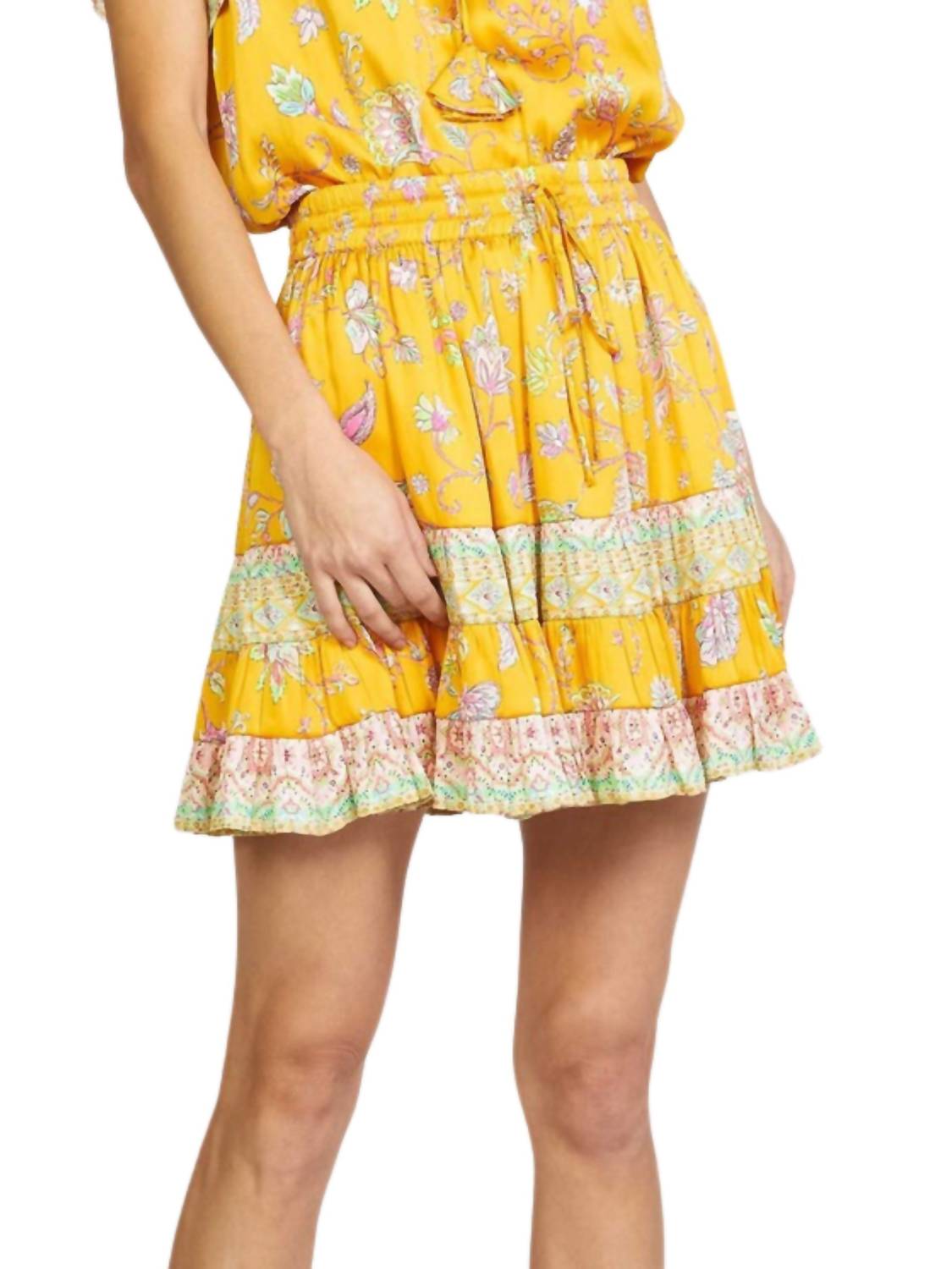 Current Air - Border Printed Elastic Waisted Skirt