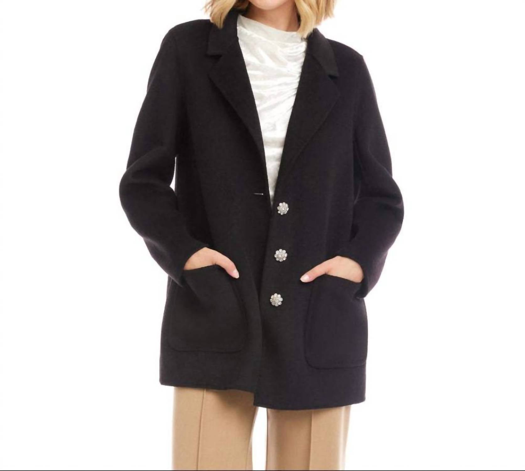 Karen Kane Oversized Brushed Blazer in black - women's jacket