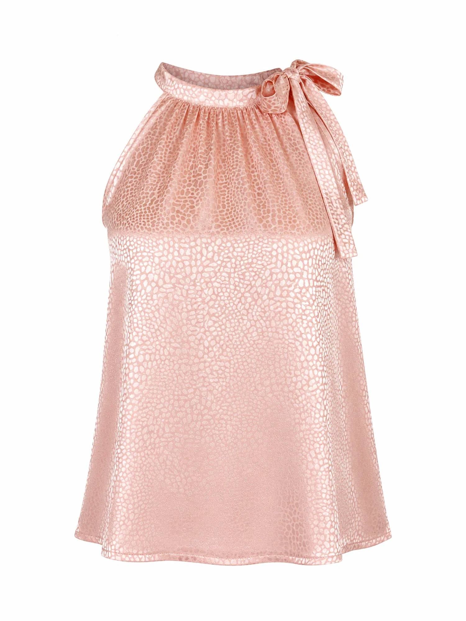 Elings - Women's Satin Animal Texture Halter Top
