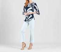 Clara Sun Woo - Abstract Branch Tie Cuff Curved Hem Tunic