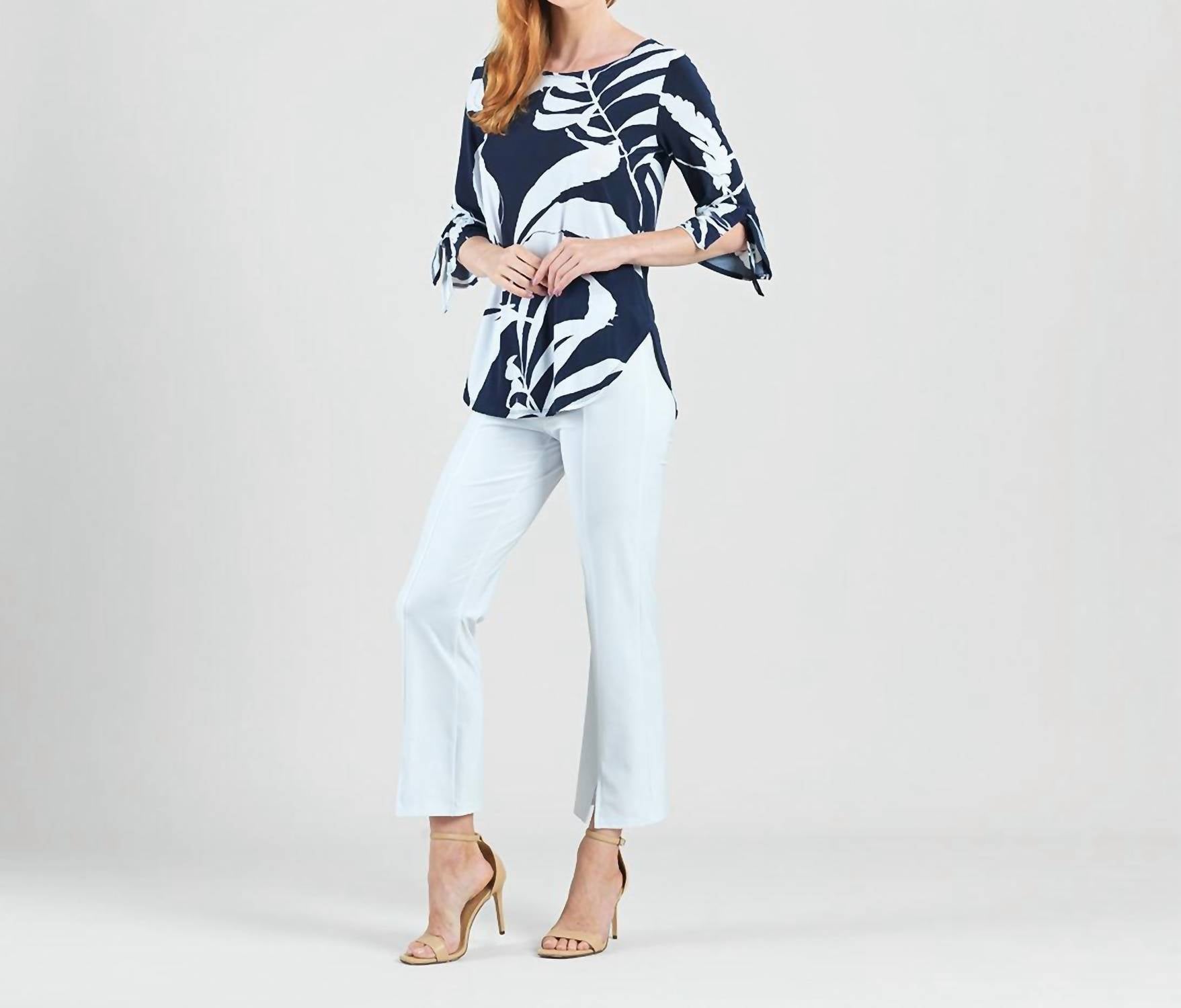Clara Sun Woo - Abstract Branch Tie Cuff Curved Hem Tunic