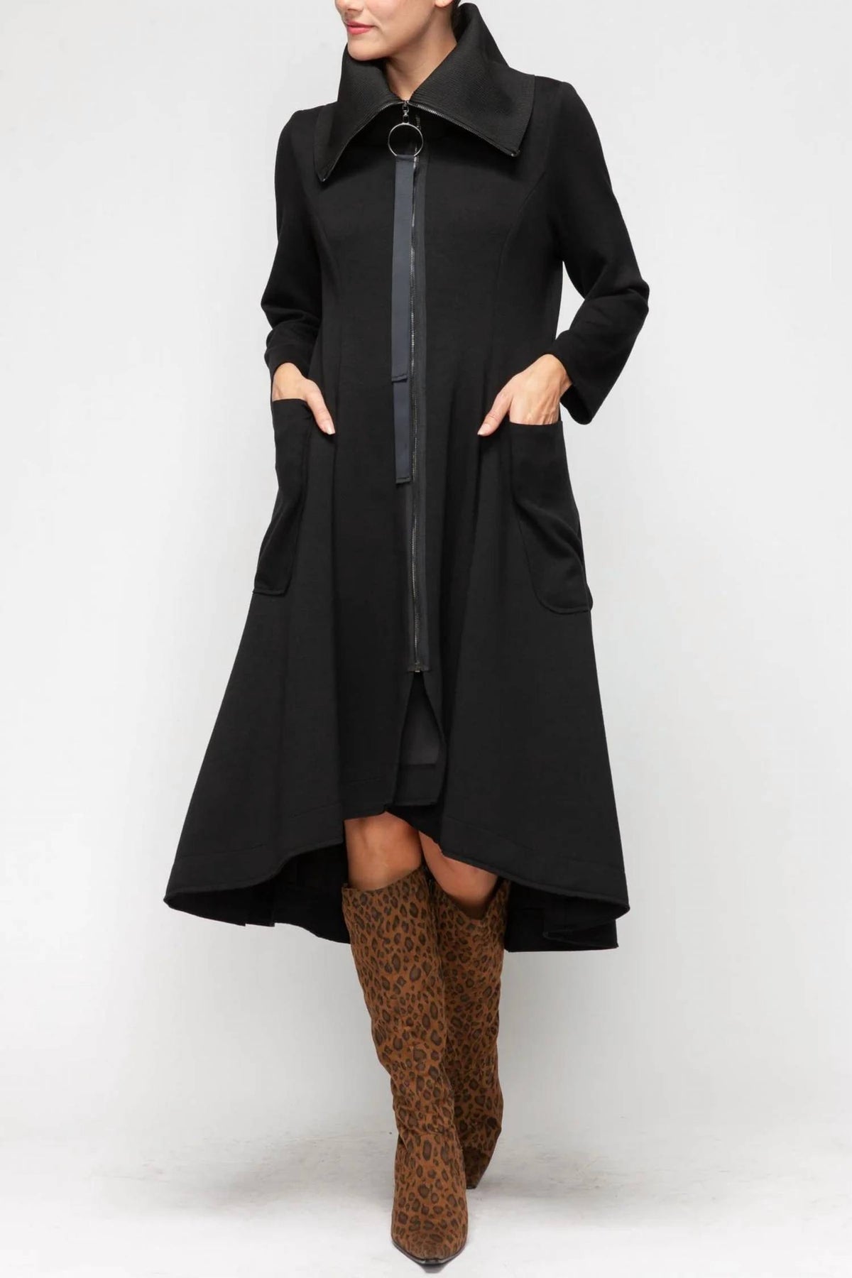 Ic Collection - Wide Rip Collar High-low Jacket