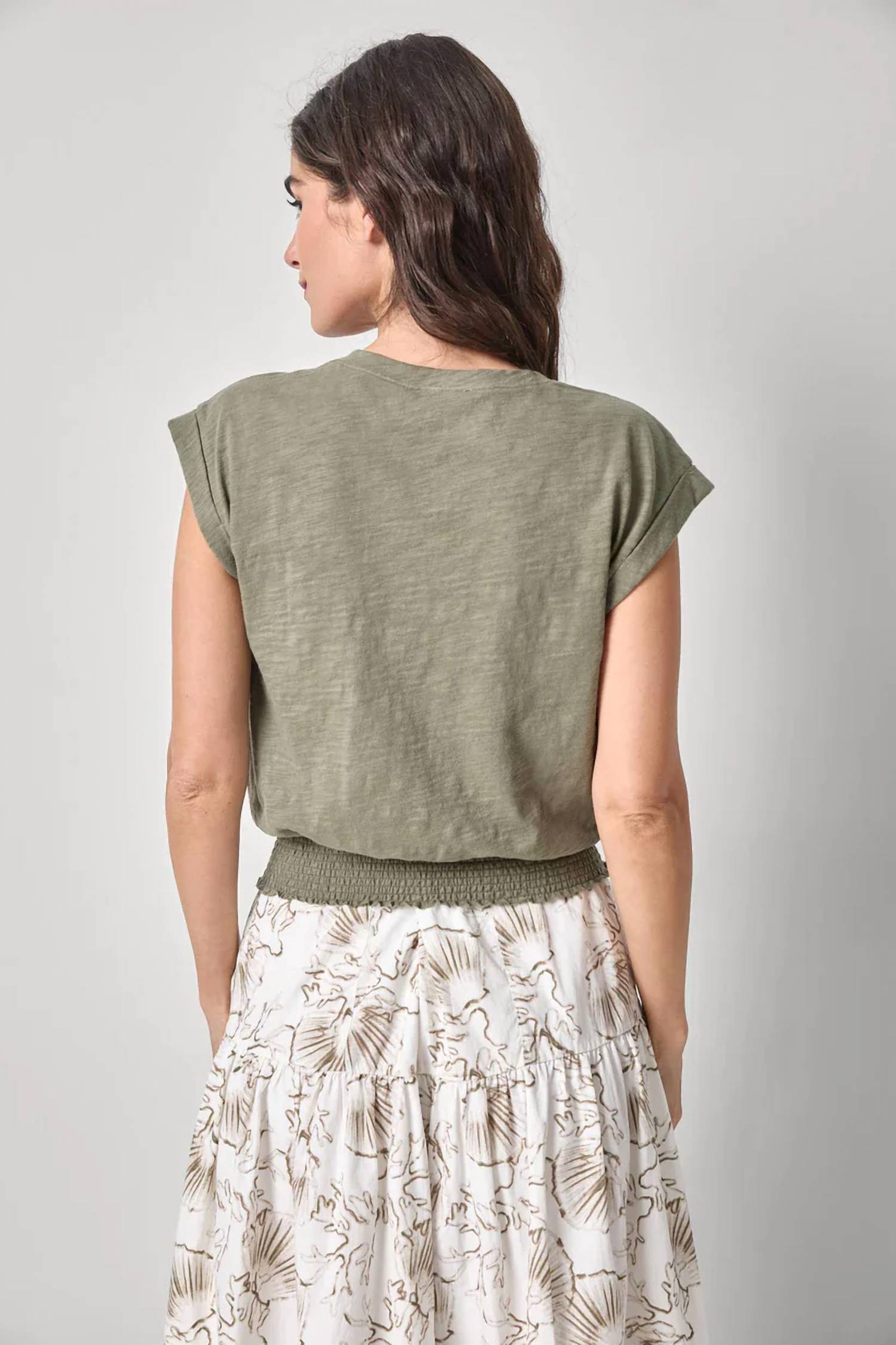Lilla P - Smocked Hem V Neck Top