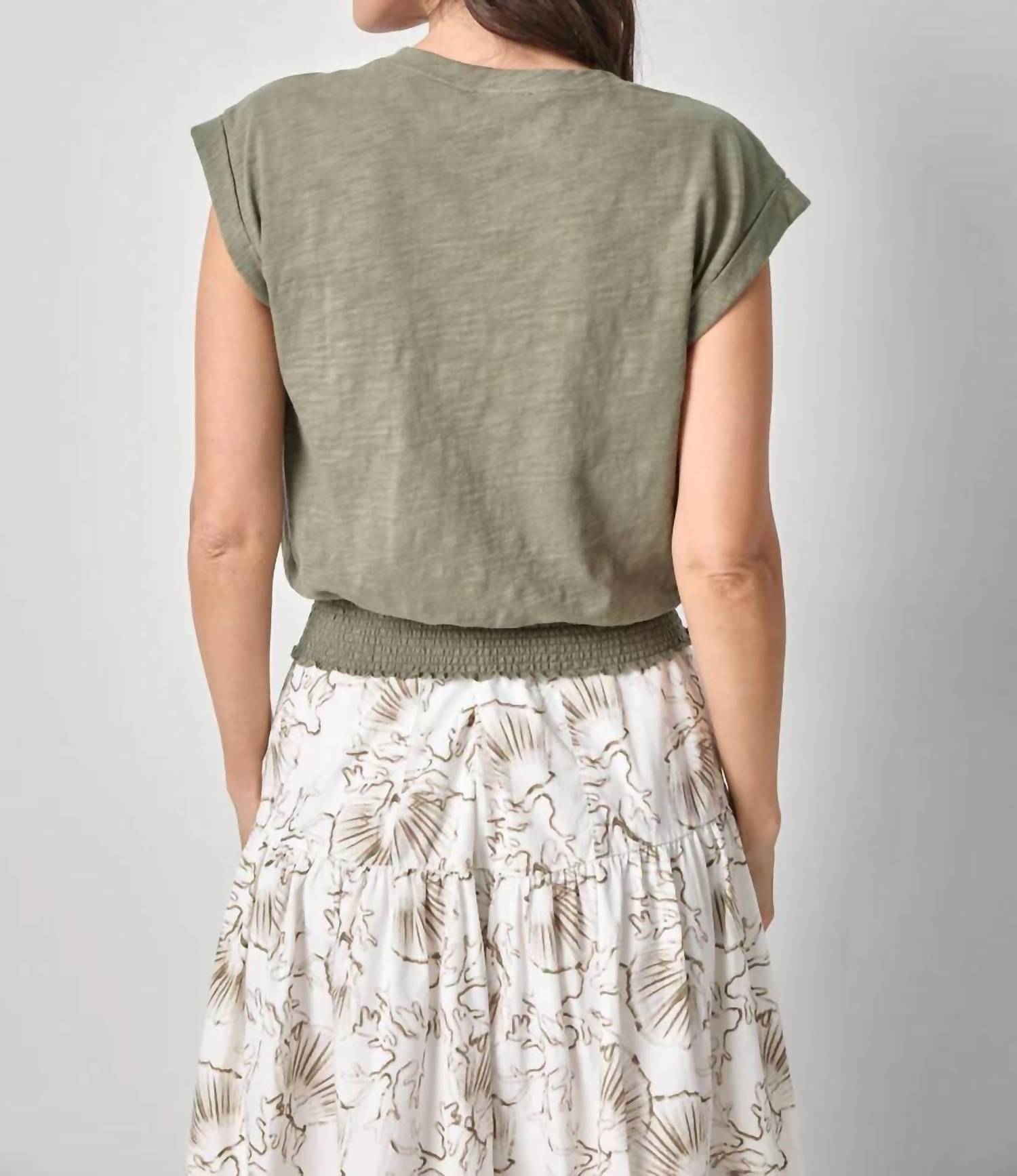 Lilla P - Smocked Hem V Neck Top