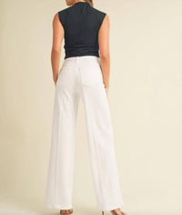 JUST BLACK DENIM High Waist Palazzo Jean in white - women's pants - detail view