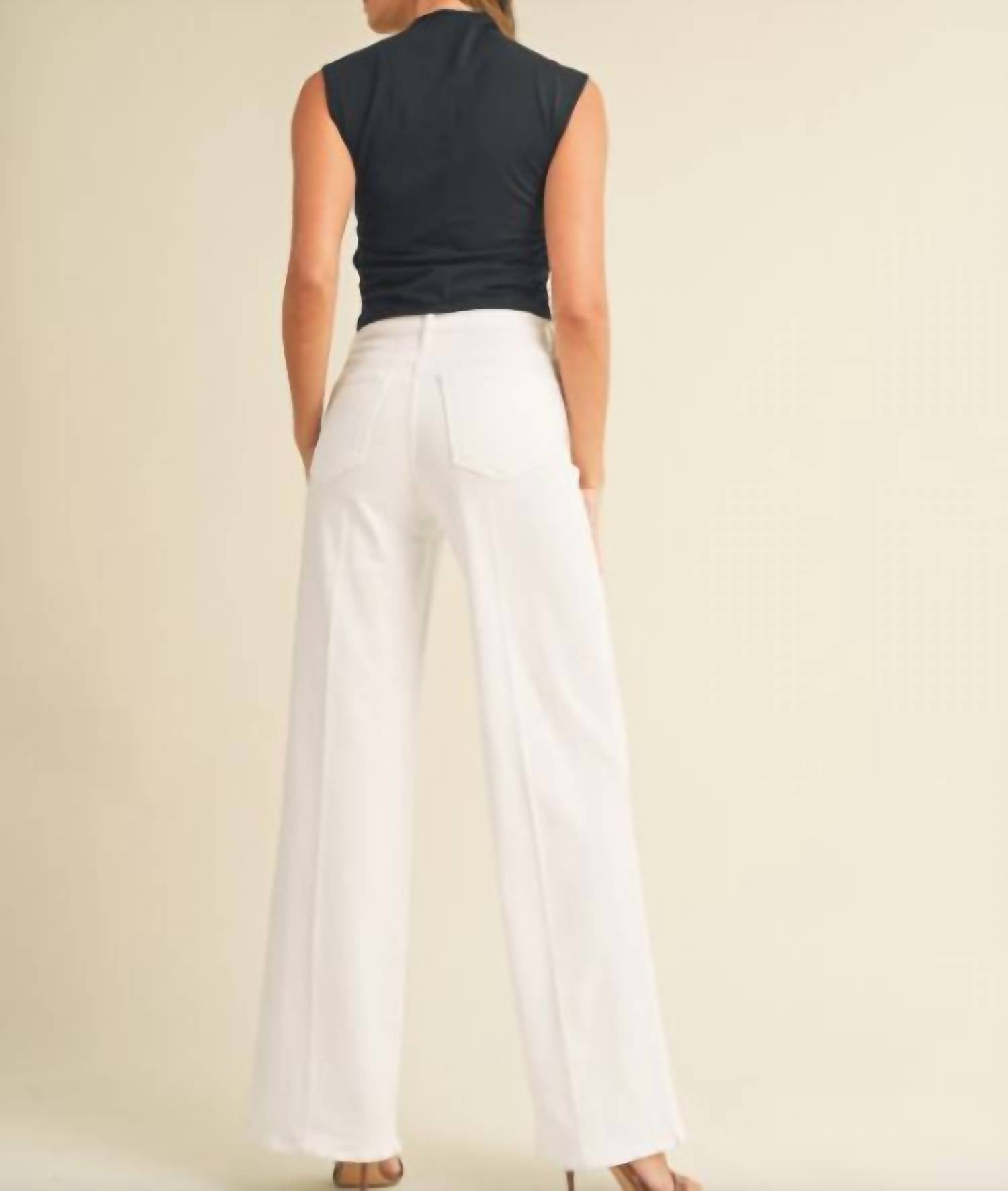 JUST BLACK DENIM High Waist Palazzo Jean in white - women's pants - detail view