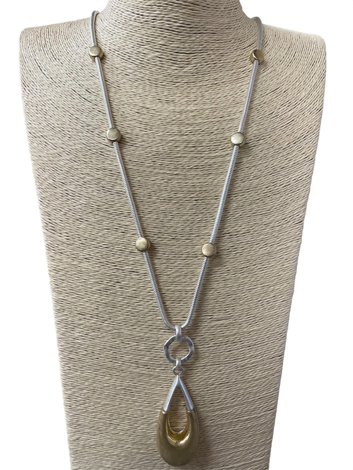 All That Glitterz - Women's Two Tone Teardrop Long Necklace