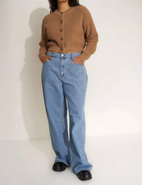 Callahan Cropped Cardigan in camel - women's cardigan