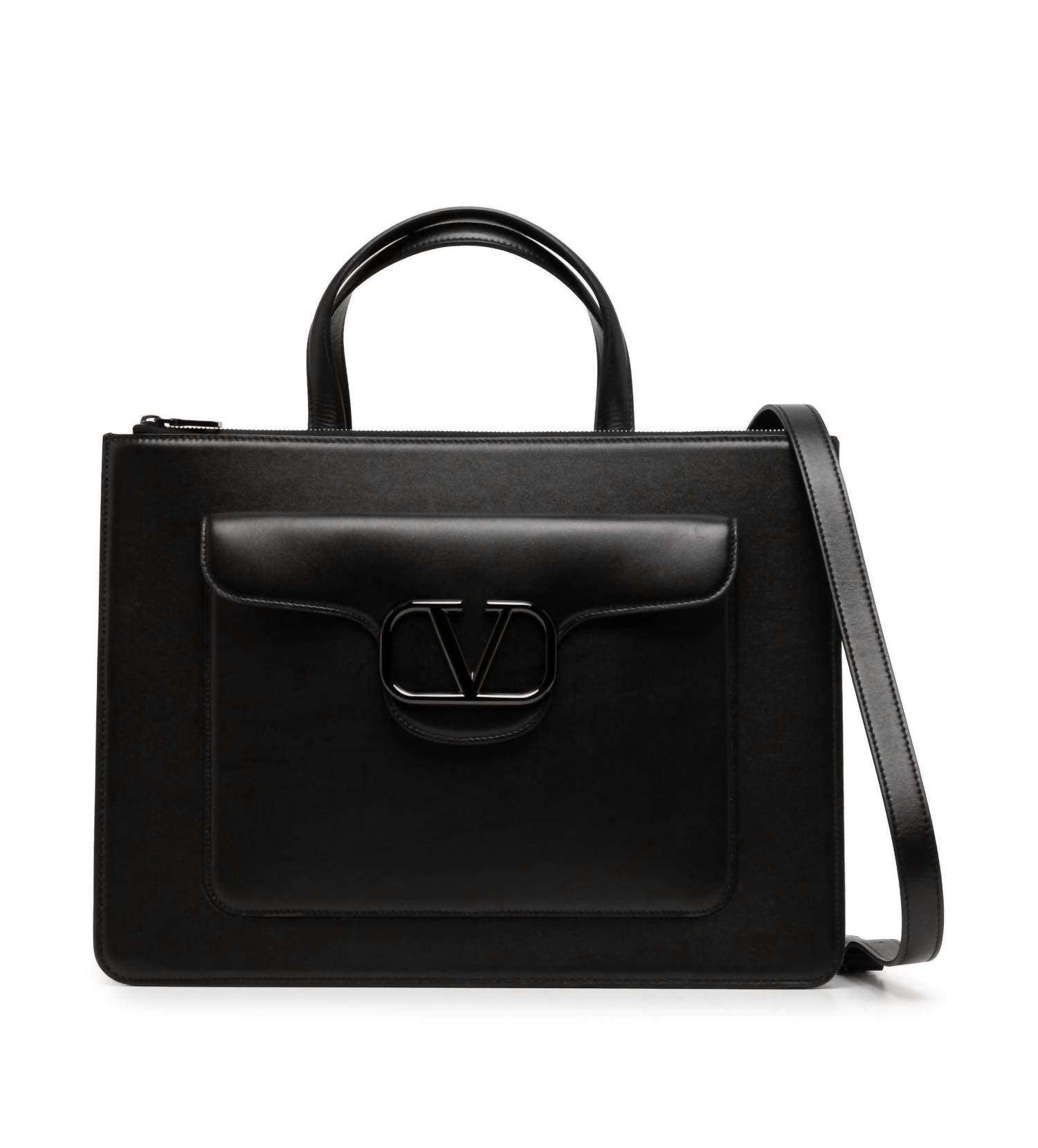Valentino Garavani - V-Logo Leather Briefcase