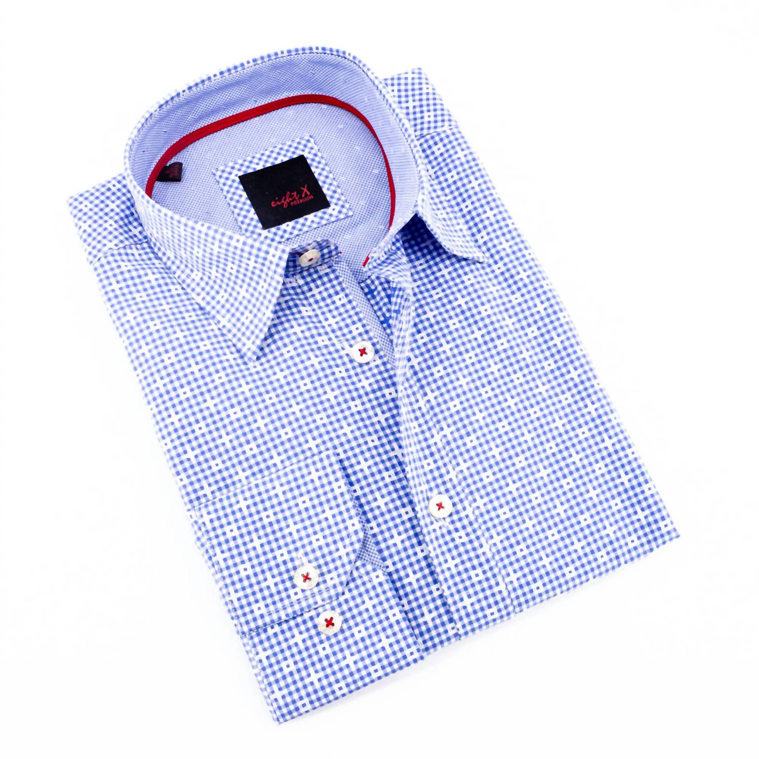 Eight X - Jacquard Button Down Shirt With Small Checkered Trim
