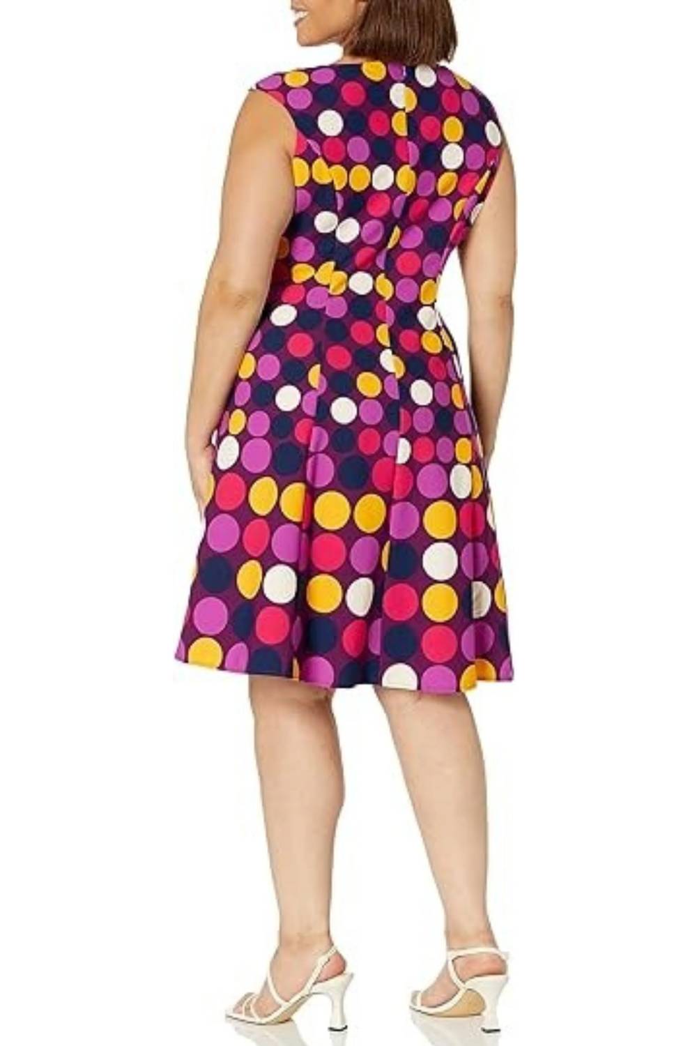 London Times - Polka Dot Print Fit And Flare Midi Dress