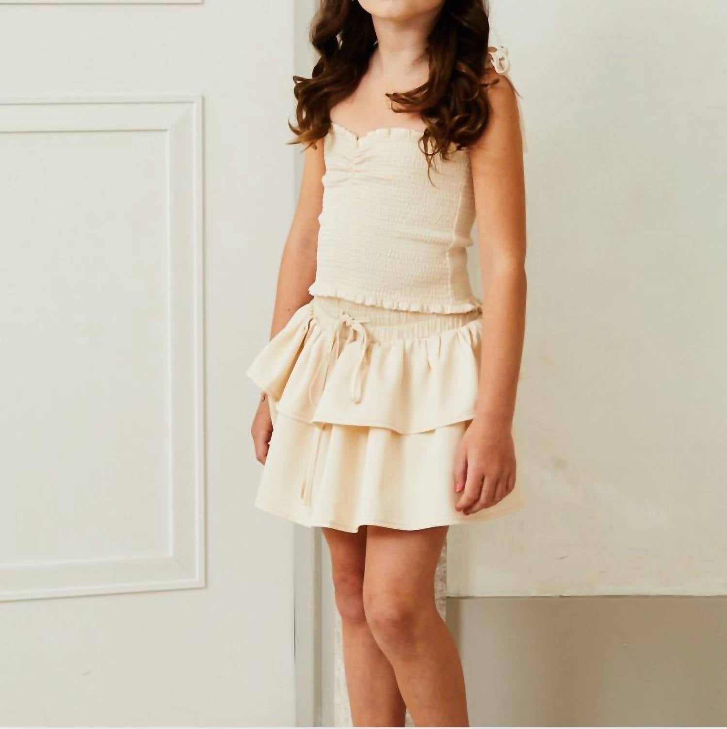 THEME Willow Satin Skirt in champagne 1 - kids' skirt - detail view
