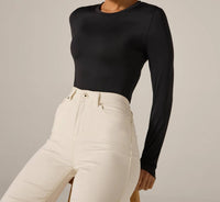 7Diamonds Sleek Long Sleeve Bodysuit in black - women's shirt - detail view