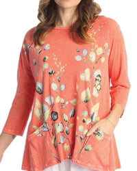 Jess & Jane - Kelly Mineral Washed Patch Pocket Cotton Top - Plus