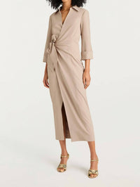 cinq a sept Cayleigh Midi Dress in khaki - women's dress