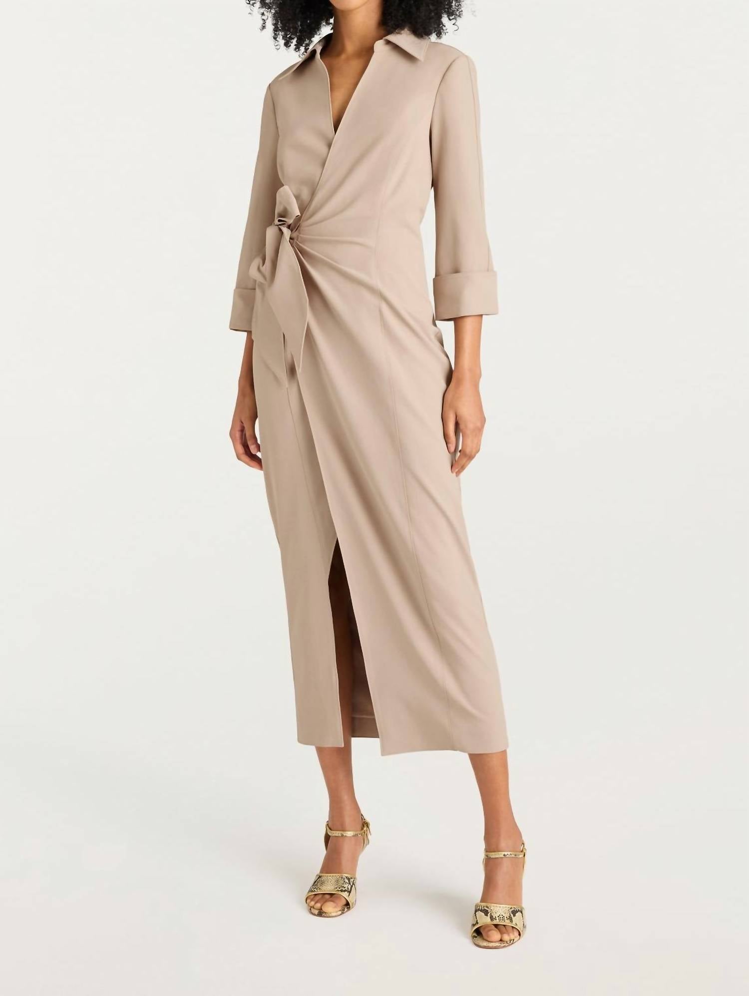 cinq a sept Cayleigh Midi Dress in khaki - women's dress