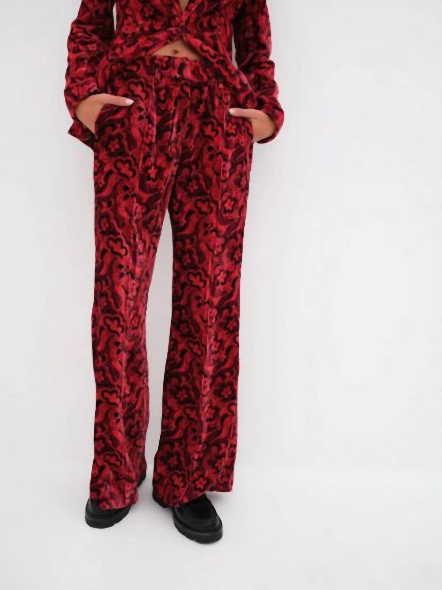 for Love & Lemons Penny Wide Leg Pants in red multi - women's pants