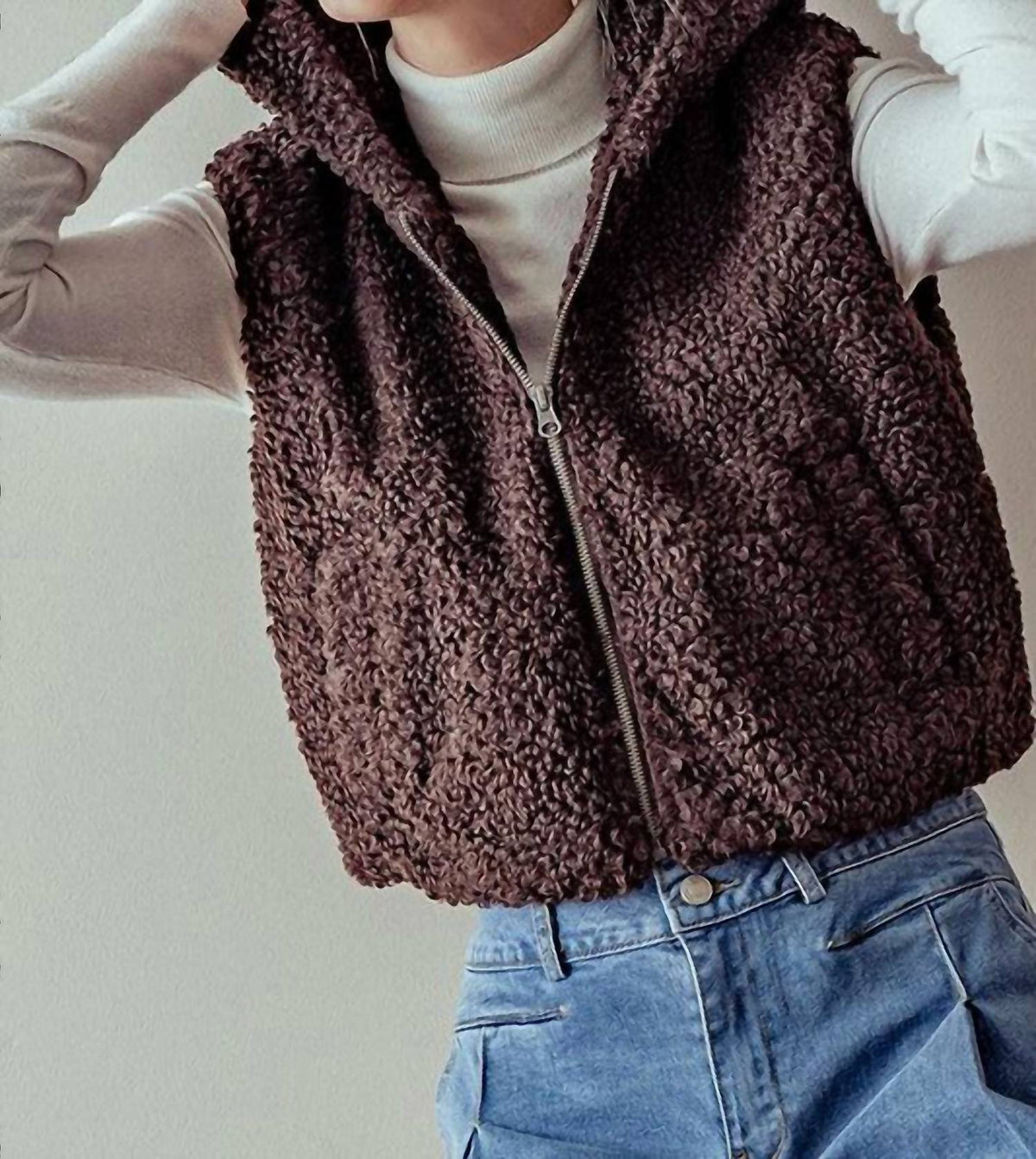 Trend:Notes - Zip Up Hoodie Teddy Crop Vest