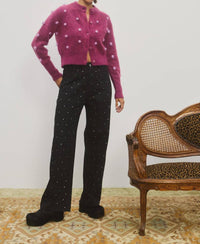 ALEMAIS Elia Cropped Cardigan in mulberry - women's sweater