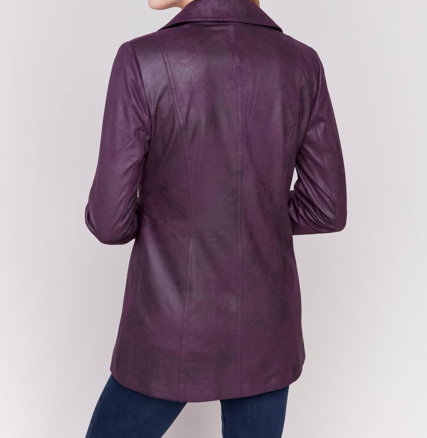 Charlie B - Long Faux Suede Moto Jacket