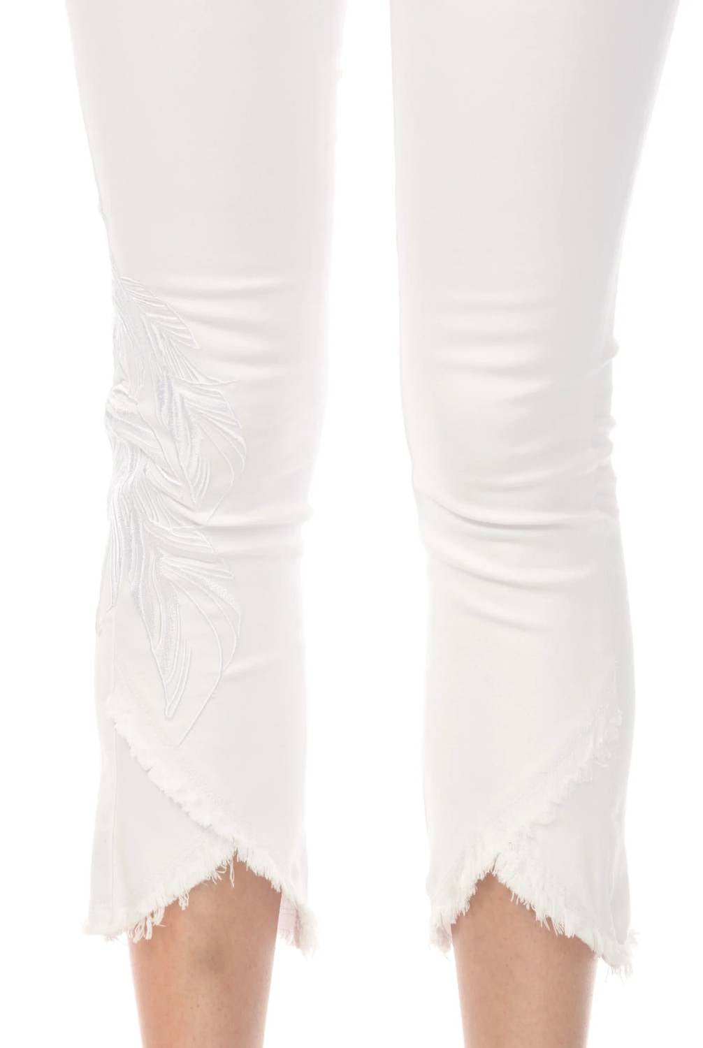 Charlie B - Cropped Embroidered Fringe Tulip Hem Jeans