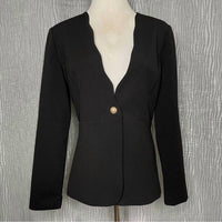 PLM Scalloped Business One-button Blazer in black - women's jacket - alternate view
