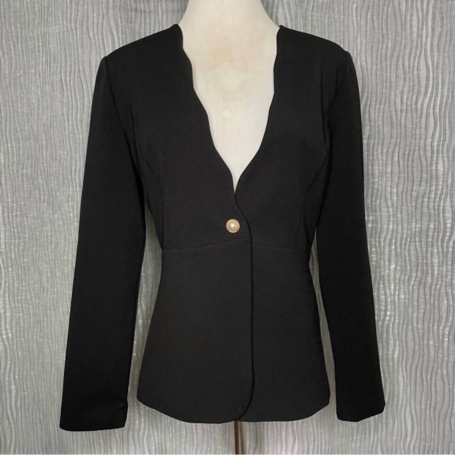 PLM Scalloped Business One-button Blazer in black - women's jacket - alternate view