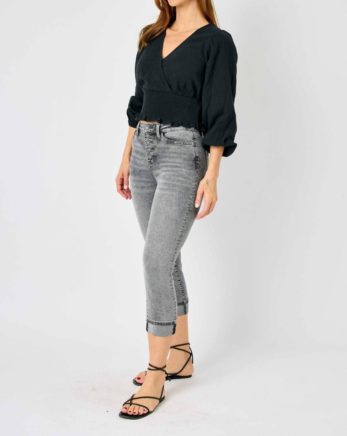 Judy Blue - Cuffed Button Fly Capri Jeans
