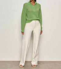 Sanctuary Open Knit Quarter Zip Sweater in detox green - women's sweater - view 5