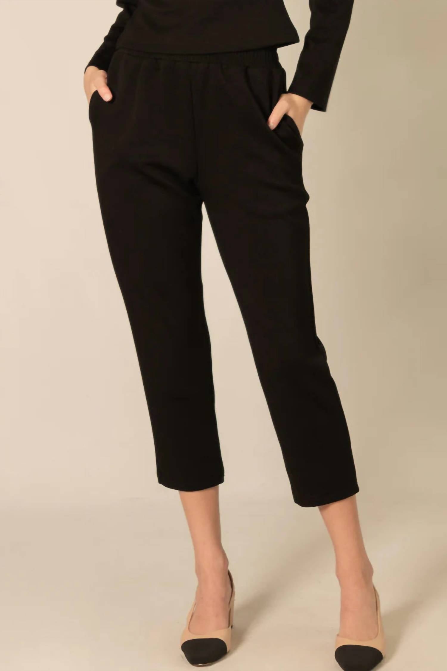 P.CILL Lou Waist Band Ankle Pants in black - women's pants