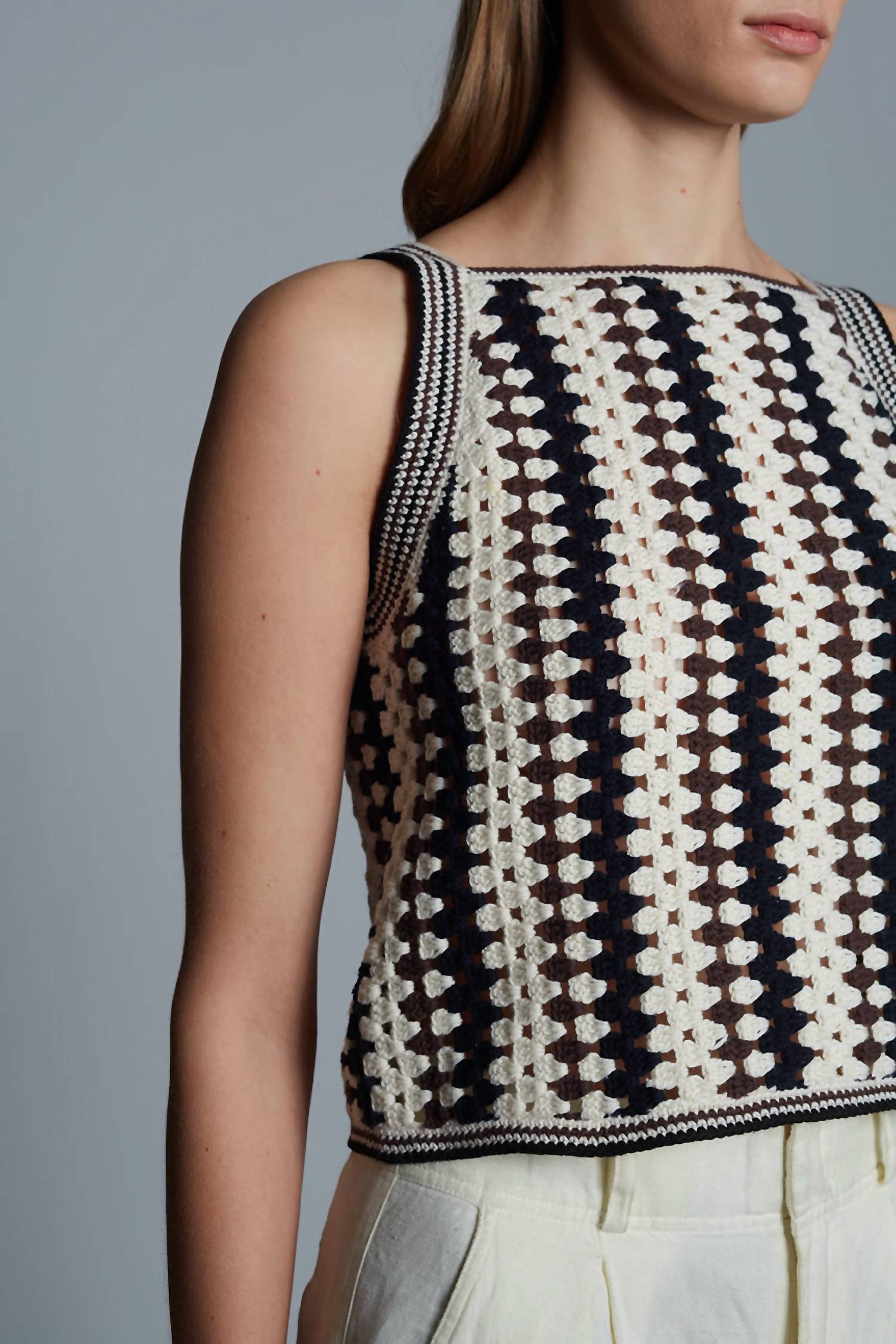 Eleven Six - Crochet Vertical Stripe Tank Top