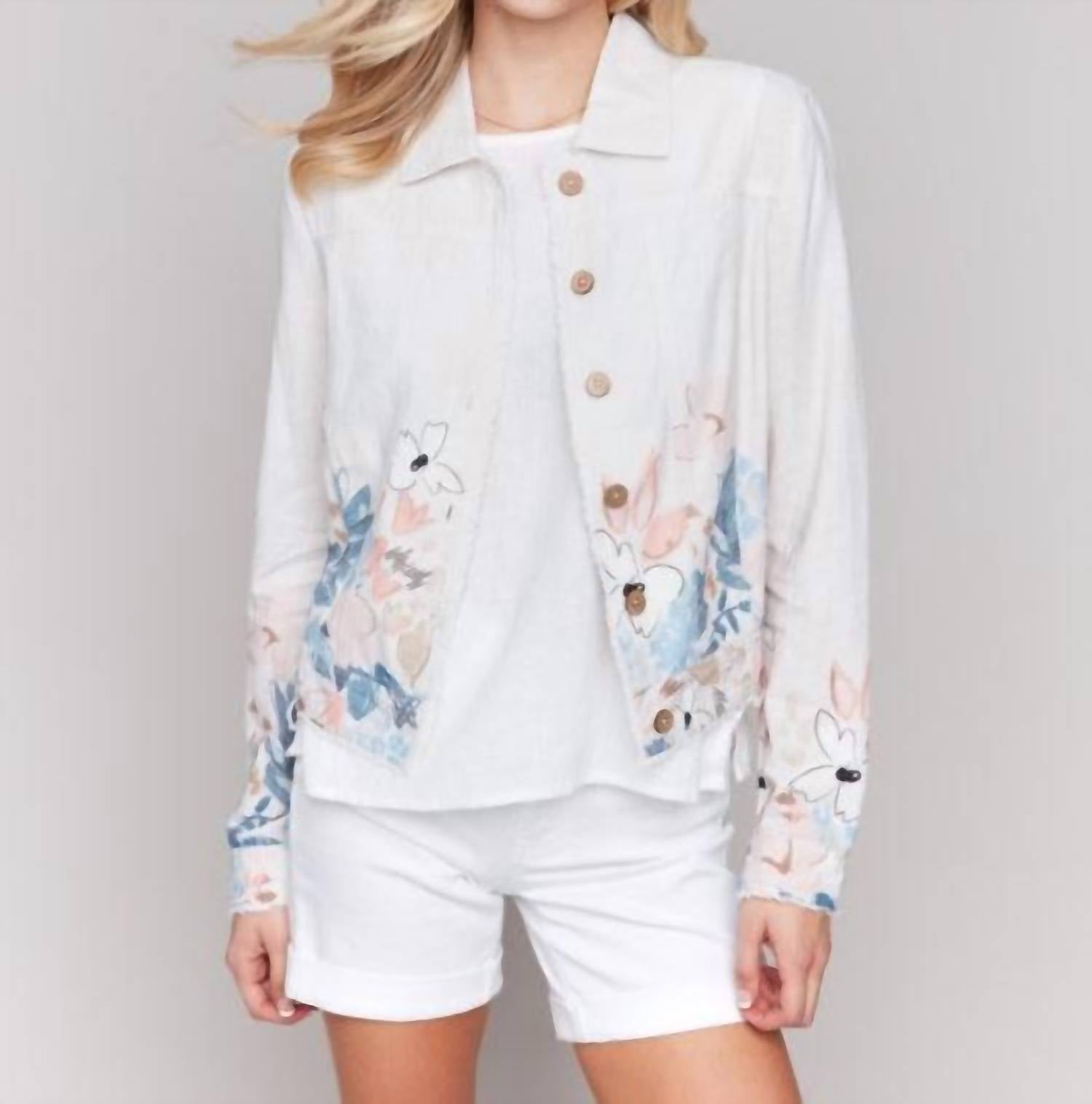 Charlie B - Front Pocket Floral Jacket