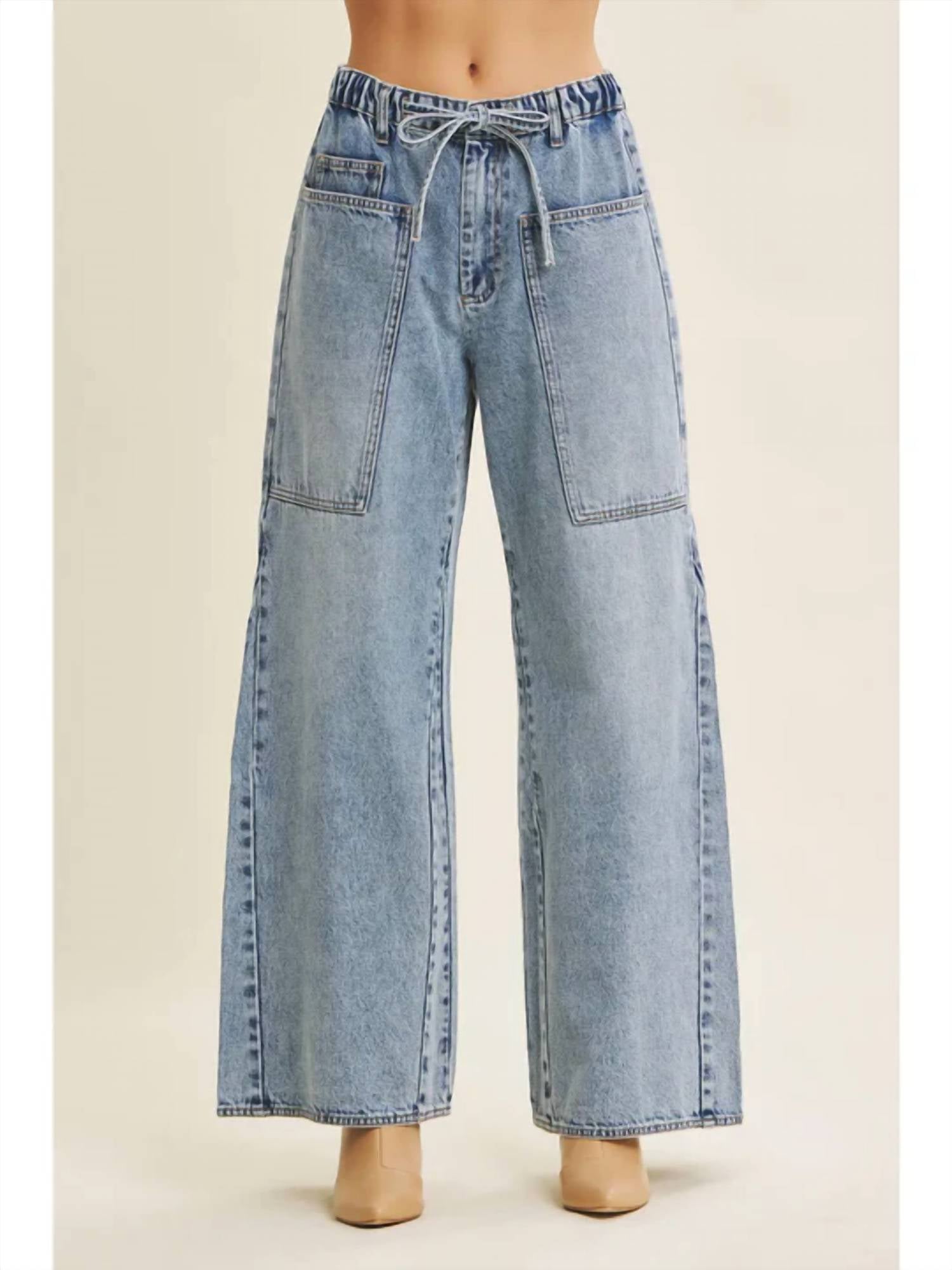 In February - Ease And Grace Washed Oversized Wide Leg Denim Jeans