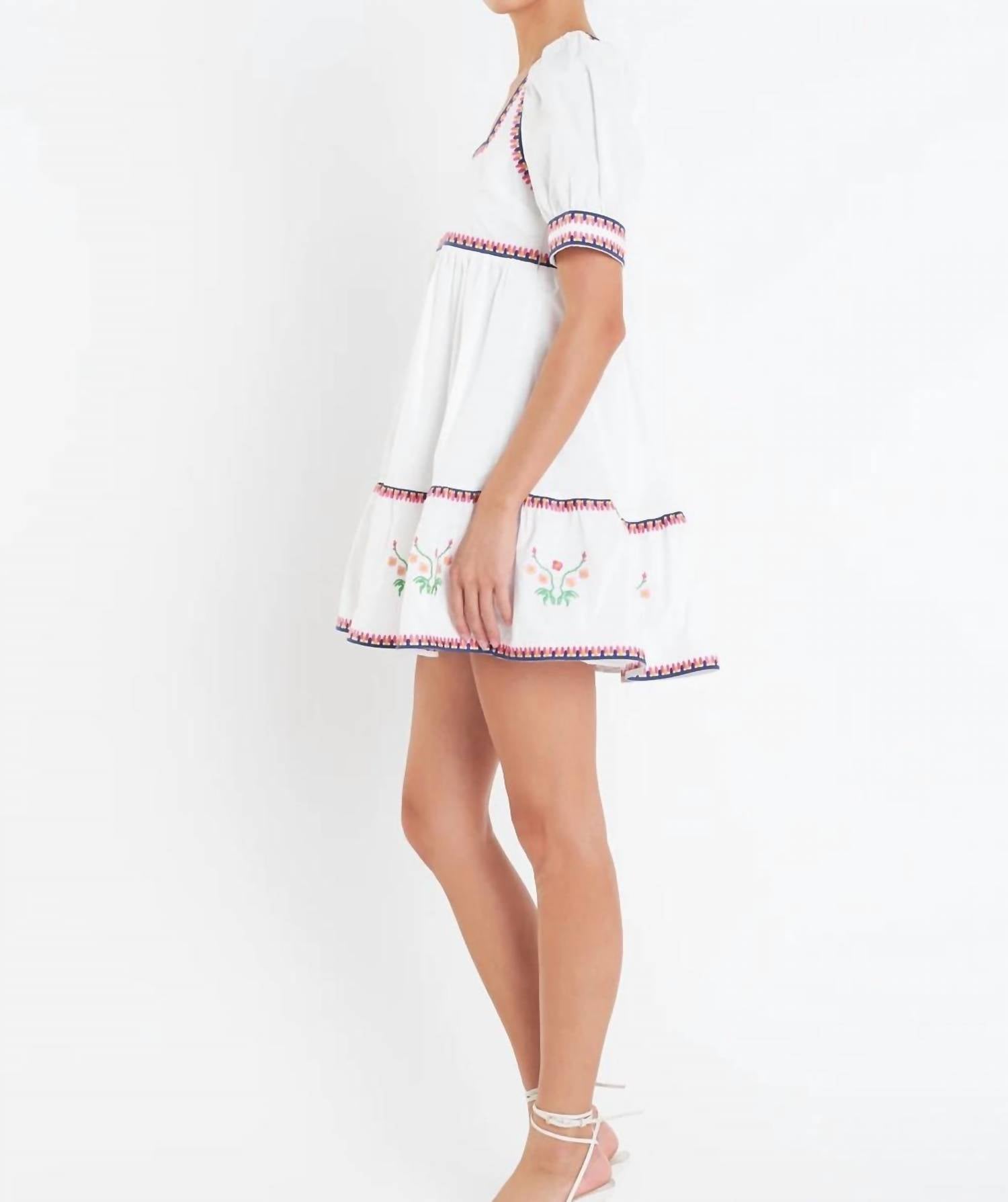 English Factory - EMBROIDERED SHORT SLEEVE DRESS