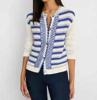 Nic + Zoe Painted Porcelain Cardigan in blue multi - women's cardigan